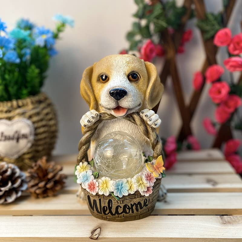 ソーラーライト付き 犬の置物 ガーデンオーナメント Amazon | Ergugos ソーラー置物 ガーデンライト 屋外 防水 犬 ソーラー